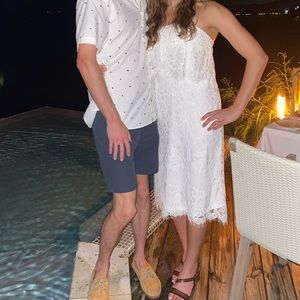White strapless dress